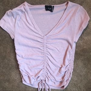 Urban outfitters pale pink ribbed crop top